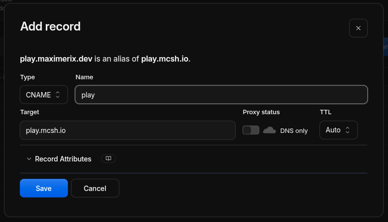 Add CNAME record
